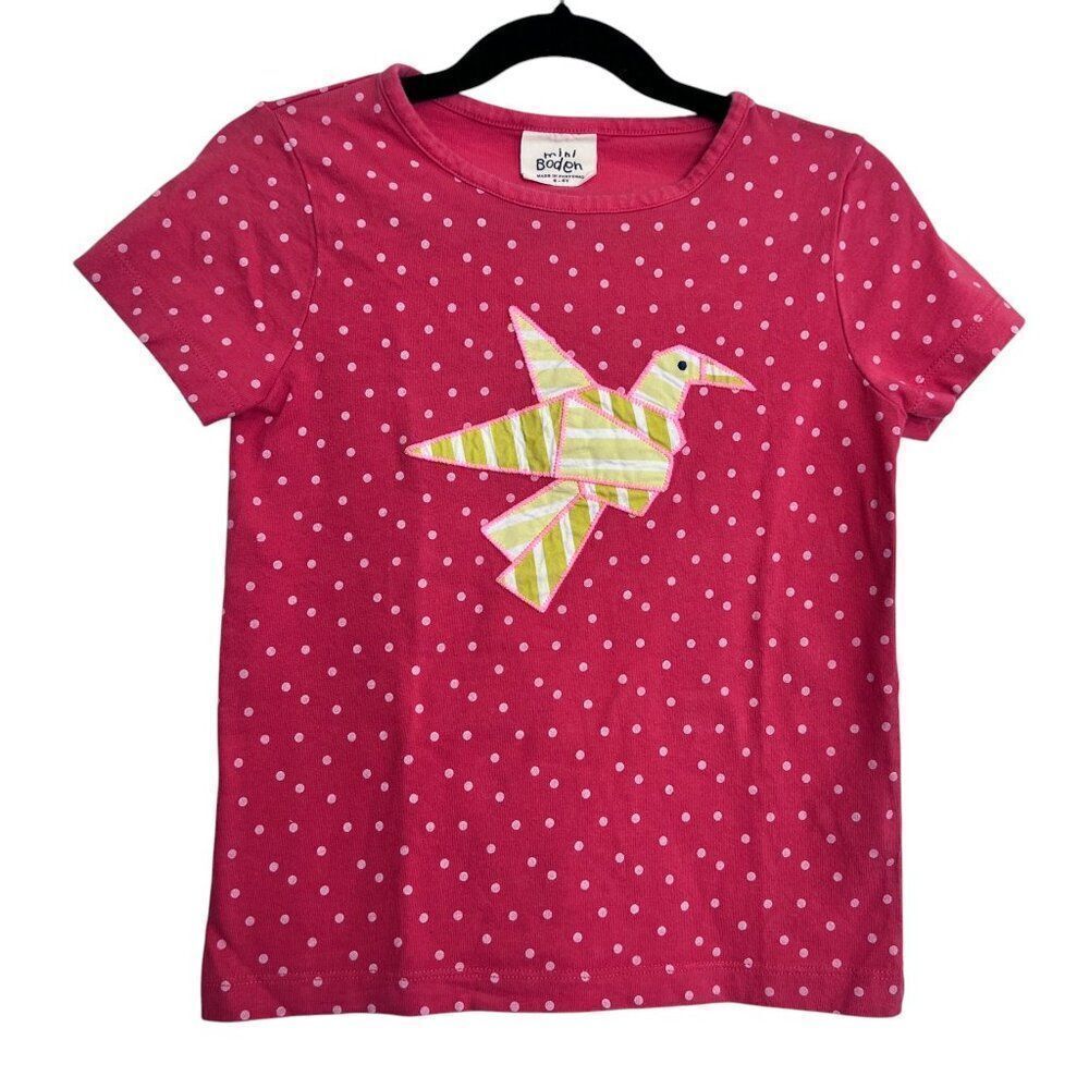 Mini Boden Polka Dot Origami Carne Appliqué Shirt Size 5-6Y